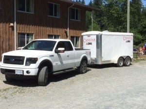Canstar restoration small truck in road at Greater Vancouver, BC
