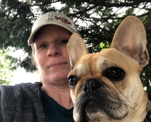 Lady took selfie with her dog